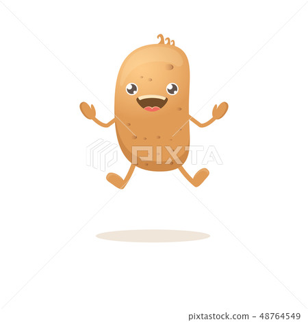 vector funny cartoon cute smiling tiny potato isolated on white background. vegetable funky 48764549