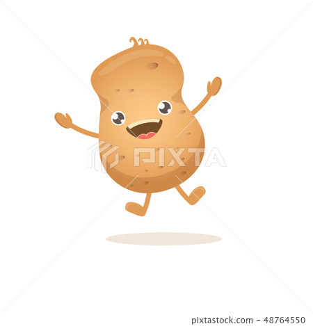 vector funny cartoon cute smiling tiny potato isolated on white background. vegetable funky 48764550