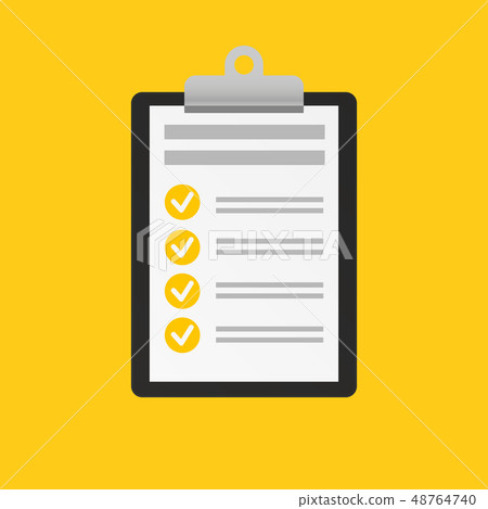 Clipboard with checklist icon. 48764740