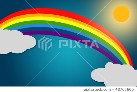 Color rainbow with clouds isolated Color rainbow with clouds isolated 48765600