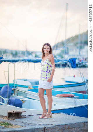 fashion model in lace dress outside posing fashion model in lace dress outside posing 48765718