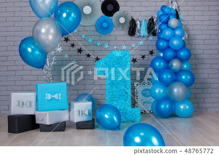 Stylish retro home studio with decor  48765772