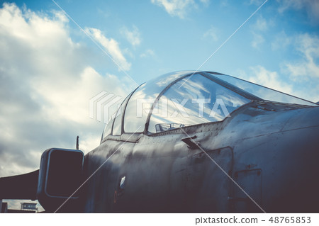 Old military fighter cockpit 48765853