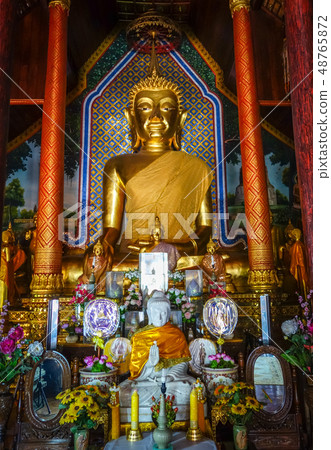 Buddha statue in Wat Chomphu temple, Chiang Mai, 48765872