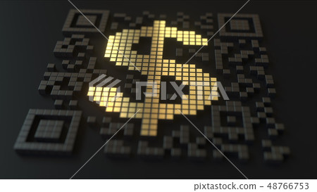 Quick Response or QR code with dollar sign. Modern fintech related 3D rendering 48766753