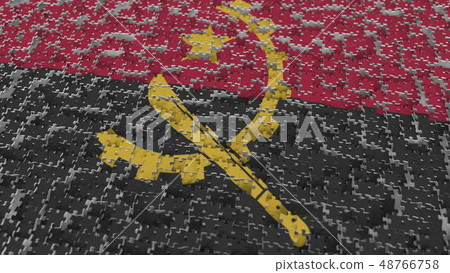 Flag of Angola being made with jigsaw puzzle pieces. Angolan problem solution conceptual 3D Flag of Angola being made with jigsaw puzzle pieces. Angolan problem solution conceptual 3D 48766758