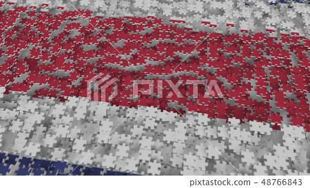 Flag of Costa Rica being made with jigsaw puzzle pieces. Problem solution conceptual 3D rendering Flag of Costa Rica being made with jigsaw puzzle pieces. Problem solution conceptual 3D rendering 48766843