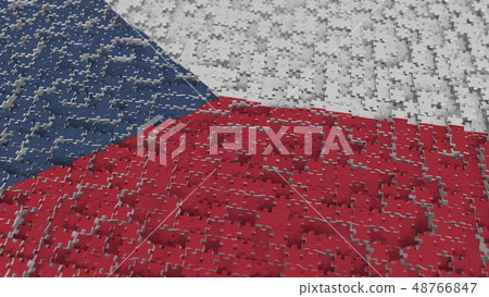 Flag of the Czech Republic being made with jigsaw puzzle pieces. Problem solution conceptual 3D Flag of the Czech Republic being made with jigsaw puzzle pieces. Problem solution conceptual 3D 48766847