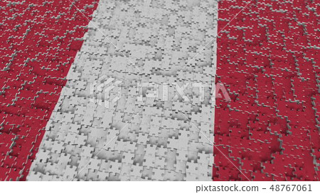 Flag of Peru being made with jigsaw puzzle pieces. Peruvian problem solution conceptual 3D rendering Flag of Peru being made with jigsaw puzzle pieces. Peruvian problem solution conceptual 3D rendering 48767061