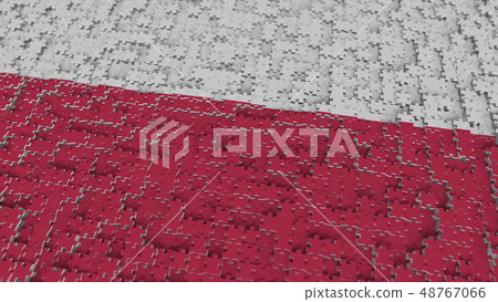 Flag of Poland being made with jigsaw puzzle pieces. Polish problem solution conceptual 3D rendering Flag of Poland being made with jigsaw puzzle pieces. Polish problem solution conceptual 3D rendering 48767066