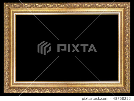 Classic frame for paintings with stucco on a black background 48768233