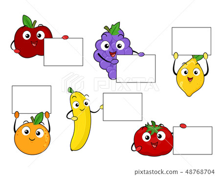 Mascot Fruits Board Illustration Mascot Fruits Board Illustration 48768704
