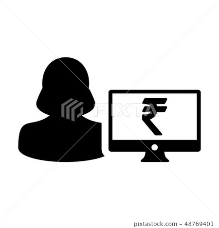 Cash icon vector female user person profile rupee  48769401