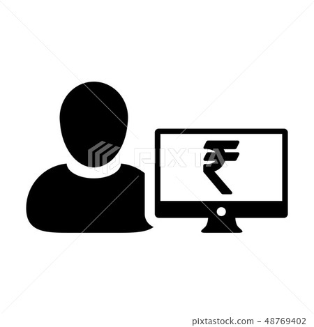 Loan icon vector male user person profile rupee Loan icon vector male user person profile rupee 48769402