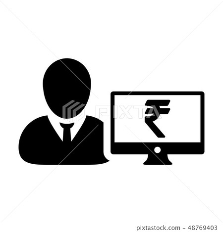 Insurance icon vector male user person rupee sign 48769403