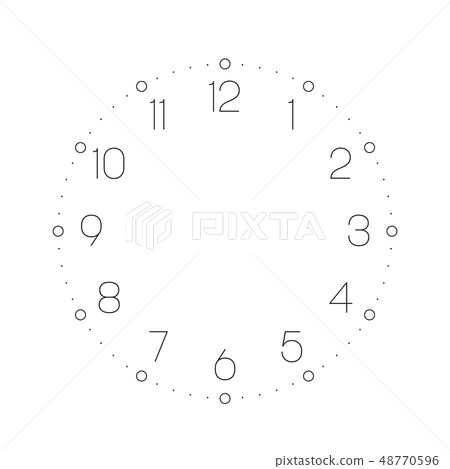 Clock face. Hour dial with numbers. Dots mark minutes and hours. Simple flat vector illustration 48770596