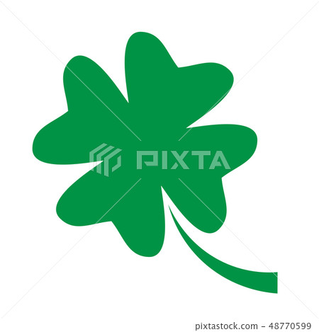 Shamrock - green four leaf clover icon. Good luck theme design element. Simple geometrical shape Shamrock - green four leaf clover icon. Good luck theme design element. Simple geometrical shape 48770599