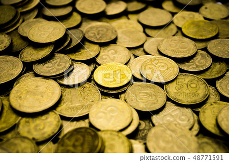 A large pile of Ukrainian coins A large pile of Ukrainian coins 48771591