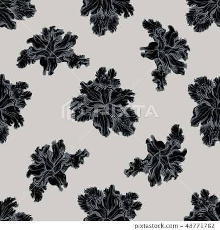 Seamless pattern with hand drawn stylized iris japonica Seamless pattern with hand drawn stylized iris japonica 48771782