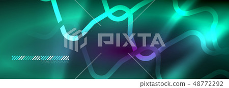 Glowing neon abstract lines, techno futuristic template Glowing neon abstract lines, techno futuristic template 48772292