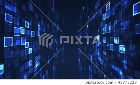 Abstract digital graphic flashing rectangle grid 48773229