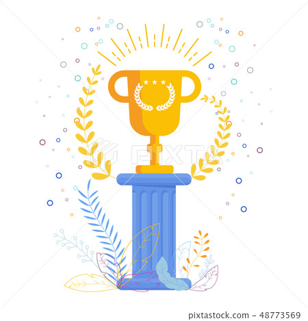 Gold Cup winner on an antique pedestal. Award to the best 48773569