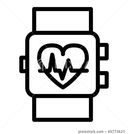Smart watch line icon. Wrist pulse indicator vector illustration isolated on white. Wrist watch with 48773625