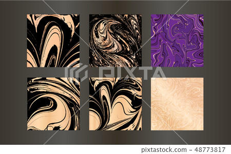 Set of vector elegant black and gold brochure, wedding invitation card, background, cover. Design 48773817
