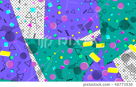 Pop art color background. Memphis pattern 48773836