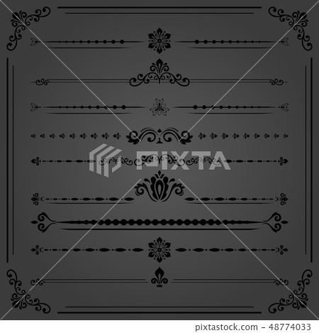 Vintage Set of Vector Horizontal Elements Vintage Set of Vector Horizontal Elements 48774033