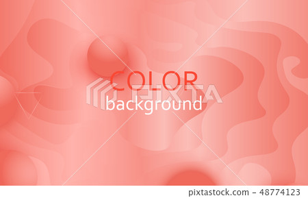 Coral color background. Fluid shapes pattern. 48774123
