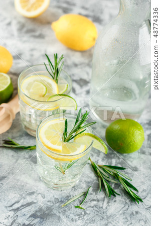 Cooling alcoholic or non-alcoholic cocktail with Cooling alcoholic or non-alcoholic cocktail with 48774336