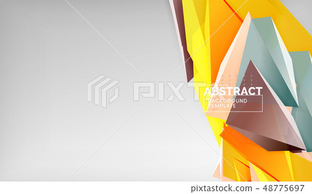 3d geometric triangular shapes abstract background, color triangles composition on grey backdrop 3d geometric triangular shapes abstract background, color triangles composition on grey backdrop 48775697