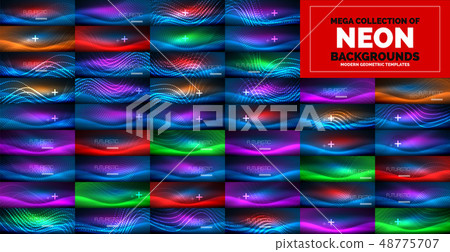 Neon glowing light abstract backgrounds collection, mega set of energy magic concept backgrounds Neon glowing light abstract backgrounds collection, mega set of energy magic concept backgrounds 48775707