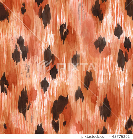 Watercolor leopard jaguar texture vector pattern 48776201