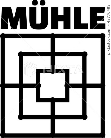 Nine men's morris board with german game name 48776495