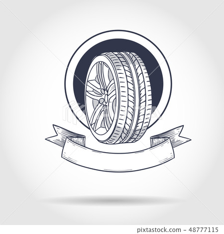 Hand drawn sketch, racer wheel icon 48777115