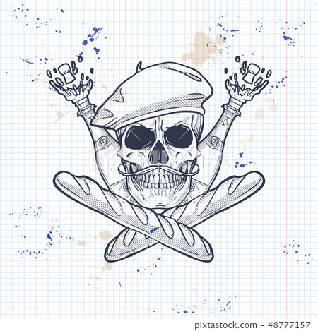Sketch, french skull Sketch, french skull 48777157