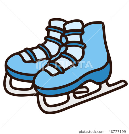 Illustration of a simple and cute light blue skates with main line 48777199