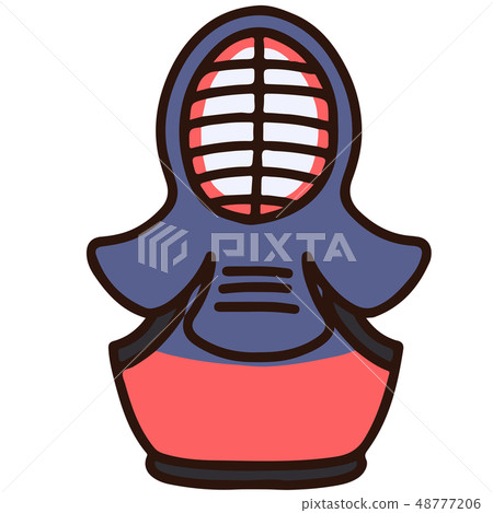 Hand-drawn illustrations of kendo armor with main lines 48777206