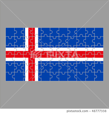 flag of Iceland from puzzles on a gray background. - Stock Illustration ...