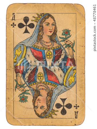 Queen of Clubs old grunge soviet style playing Queen of Clubs old grunge soviet style playing 48778461