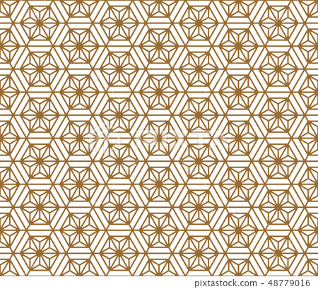 Seamless japanese pattern shoji kumiko in golden. 48779016