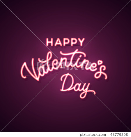 Happy Valentines Day text. Vector neon sign.... - Stock Illustration ...