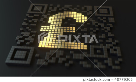 Quick Response or QR code with pound sterling sign. Modern fintech related 3D rendering 48779305