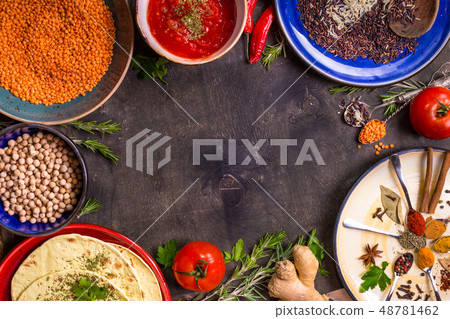 Ingredients for indian or eastern cuisine Ingredients for indian or eastern cuisine 48781462