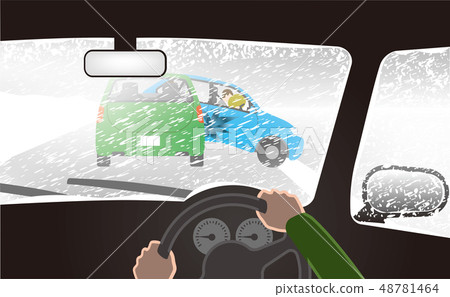Accident encounter in whiteout with snowstorm 48781464