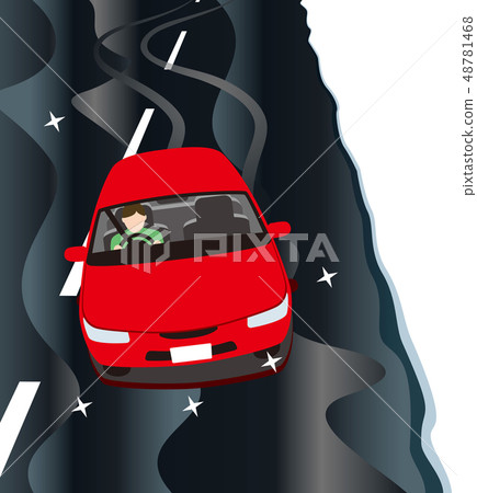 Driving on a Black Iceburn Road 48781468