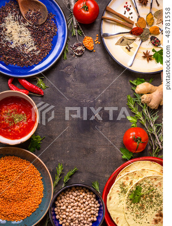 Ingredients for indian or eastern cuisine Ingredients for indian or eastern cuisine 48781558