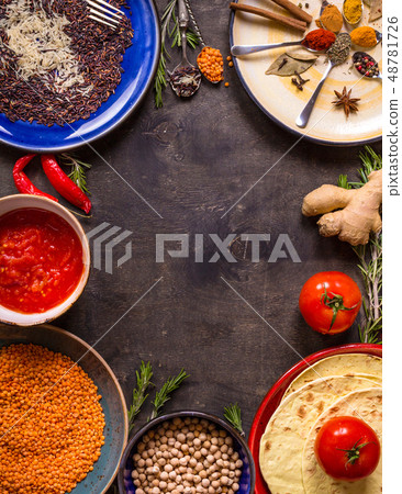 Ingredients for indian or eastern cuisine Ingredients for indian or eastern cuisine 48781726